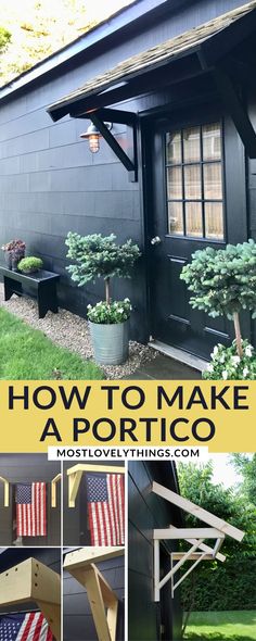 how to make a porch with an american flag on the side and potted plants