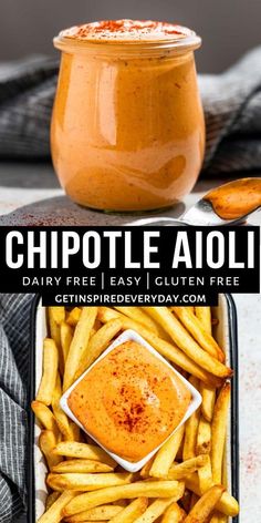 the recipe for chipotle aldi is shown in two different images