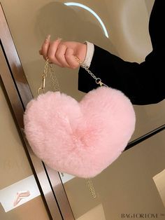 BagForLove - Chic Heart-Shaped Fuzzy Decor Chain Novelty Bag - Fashionable and Unique Heart Purse, Heart Shaped Bag, Chain Pattern, Red Baby, Novelty Bags, Heart Bag, Word Wrap, Valentines Day Hearts, Unique Baby