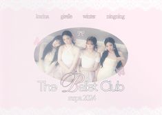 the balet club logo with three women in white dresses and one woman in pink