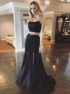 Black Tulle Prom Dress, Black Graduation Dress, Two Piece Evening Dresses, Graduation Party Dresses, Simple Prom Dress, Custom Prom Dress, Black Two Piece, Prom Dresses Two Piece, Black Dress Formal