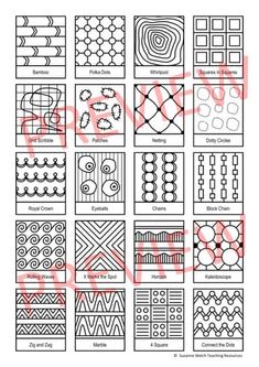 an image of different patterns and shapes for quilting or paper crafts, including squares, rectangles, etc