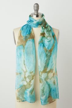 Silk Scarf - Okanos Flower Collection is inspired by the seasonal change from summer to fall, out breathing of beauty in colors . Scarves are hand painted on silk double woven fabric. After the fabric goes through the degumming process and is painted, the silk has a wonderful sheen and texture. Okanos use of color and hand painting captures the language of calm. Hand Dyed Silk Scarf For Summer, Artistic Hand Dyed Silk Scarf For Summer, Artistic Hand-dyed Silk Scarf For Summer, Hand Painted Silk Scarf For Summer, Blue Silk Scarf, Flower Collection, Summer To Fall, Artful Home, Hand Painting