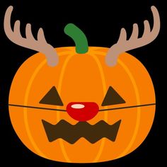 an orange pumpkin with antlers on it's head and nose is in the shape of a deer