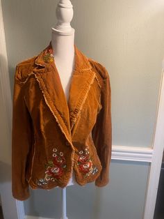 Vintage funky boho hippie corduroy flower embroidered jacket -size small Casual Embroidered Blazer For Fall, Fitted Bohemian Outerwear With Floral Embroidery, Spring Casual Corduroy Blazer, Casual Spring Corduroy Blazer, Casual Corduroy Blazer For Spring, Spring Corduroy Long Sleeve Blazer, Vintage Floral Embroidered Outerwear For Fall, Vintage Embroidered Blazer For Fall, Vintage Floral Embroidery Outerwear For Fall