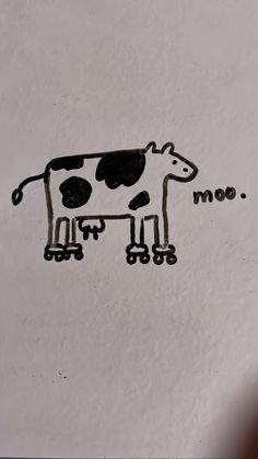 a drawing of a cow with wheels on it