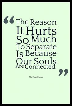 the reason it hurts so much to separate is because our soul are connected