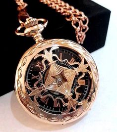 Rose Gold Personalized Pocket Watch with Chain Engraved Groomsman Gift Pink Brass Groomsmen Graduati