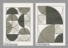 two pictures with different shapes on them, one in grey and the other in white