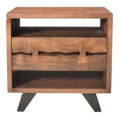 a wooden side table with two drawers