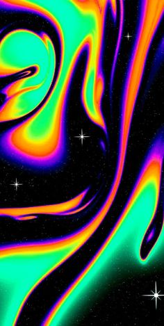 an image of colorful swirls and stars in the sky