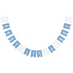 blue and white happy birthday banner with polka dots