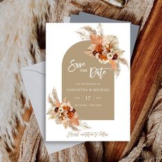 Boho arch terracotta burnt orange tropical program Orange Save The Date, Tropical Save The Date, Arch Invitation, Modern Calligraphy Fonts, Save The Date Card, Orange Roses