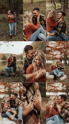 two people are sitting together in the woods