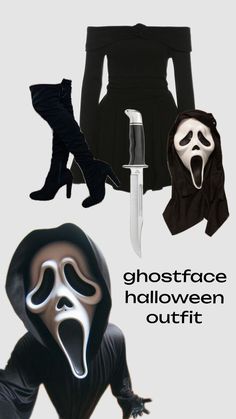 an advertisement for ghostface halloween outfits and accessories