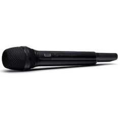 a black microphone on a white background