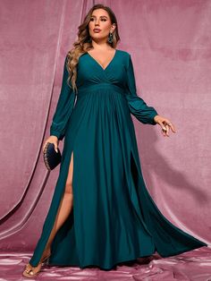 Bring the glamor to your wedding day with this plus size guest dress. An alluring emerald green, this long-sleeved knit dress is made for showing off your curves. With a flirty backless design and moderate stretch, it's perfect for dancing the night away at your reception. Add some glamor to your Big Day with this show-stopping wedding guest dress. Product Code: PP0017HHP Embellishment: Knit Fabric: 95% Polyester,5%Spandex Back Style: Zipper Up Fully Lined: No Built-in Bra: No Available Color: H Blue Plus Size Dresses, Cocktail Dress Maternity, Plus Size Lace Dress, Plus Size Sequin Dresses, Plus Size Maternity Dresses, Maternity Evening Dress, Maternity Bridesmaid Dresses, Tulle Bridesmaid Dress, Plunging Neck