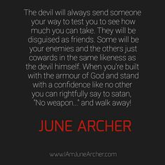 the quote for june archer on black background