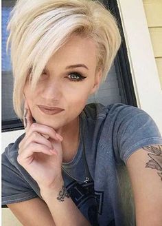 6.Short Hairstyle for Thick Straight Hair Longer Pixie Haircut, Short Hair Trends, Hair Styles 2017, Short Blonde, Short Blonde Hair, Pixie Cuts, Pixie Hairstyles