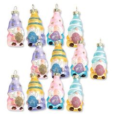 christmas ornament set of 12 assorted colors with bell shaped ornaments and bells