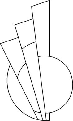 a black and white drawing of three geometric shapes in the shape of a circle with four intersecting