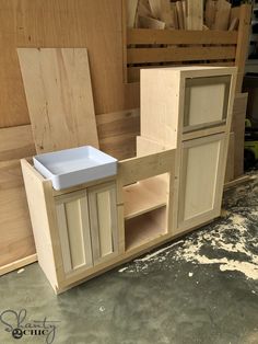 the unfinished cabinets are ready to be built