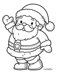 santa claus coloring pages for kids to print and color christmas pictures, holiday pictures, person,