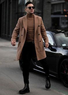 Mens Long Coat Outfit Formal, Mens Formal Winter Outfits, Europe Winter Outfits Man, Men’s Winter Outfits 2023, Men’s Peacoat Outfit, Mens Classy Casual Outfits, Winter Formal Outfits Men, Camel Coat Outfit Men, Tan Peacoat Outfit