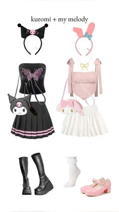 Kuromi + Melody duos Halloween costume ideas Kuromi And My Melody Cosplay, Kuromi Costume Ideas, My Melody And Kuromi Costume, Kuromi Costume, Halloween Kuromi, Hello Kitty Halloween Costume, Sanrio Party, Kuromi And My Melody