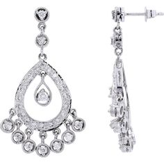 Mingle with the magic of elegance and sophistication as you adorn yourself with these resplendent 14K White Gold 1.75 Carat Total Weight Diamond Chandelier Earrings. Each delicate sway of these earrings exudes opulence and grace, crafted meticulously to captivate hearts and steal glances. With a total diamond weight of 1.75 Carats, the brilliance of these diamonds is simply unparalleled, casting enchanting glimmers with every movement.Crafted from the finest 14K white gold, these earrings boast a timeless appeal, perfect for elevating any ensemble with a touch of luxury. Whether you're attending a gala event or a romantic dinner, these chandelier earrings are the epitome of refined glamour, effortlessly enhancing your natural beauty. Let the allure of these diamond-studded earrings illumin Classic Chandelier Earrings With Diamond Accents For Evening, Classic Brilliant Cut Chandelier Earrings For Anniversary, Elegant White Gold Pear-shaped Chandelier Earrings, Classic Brilliant Cut Chandelier Earrings For Formal Occasions, Dazzling Brilliant Cut Chandelier Earrings For Formal Occasions, Dazzling Brilliant Cut Chandelier Earrings For Formal Events, Formal Diamond Round Chandelier Earrings, Classic Chandelier Earrings With Brilliant Cut For Formal Occasions, Elegant Teardrop Diamond Cut Chandelier Earrings