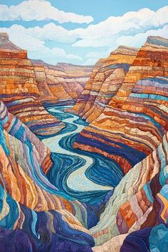 a painting of the grand canyons and rivers