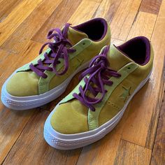 Nearly Brand New, Walked Around A Couple Minutes Before Deciding They Were Too Big For Me. Converse One Star Ox Suede Low Apple Green/Purple; Men’s Size 7. Casual Purple Skate Shoes For Streetwear, Purple Skate Shoes With Vulcanized Sole, Purple Lace-up Skate Shoes With Vulcanized Sole, Casual Purple Skate Shoes With Round Toe, Casual Purple Round Toe Skate Shoes, Casual Purple Skate Shoes With Vulcanized Sole, Casual Purple High-top Skate Shoes, Casual Purple Converse Sneakers, Converse Purple Sports Sneakers