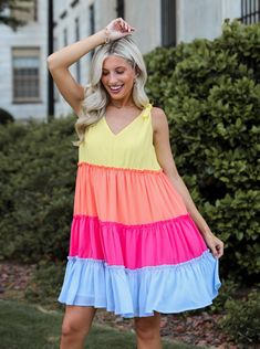 Tiered Color Block Mini Dress Casual Cotton Dress, Heart Flutter, Color Block Design, Feeling Confident, Dress Boutique, Colorblock Dress, Mini Dresses Summer, Bold Color, Block Design