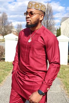 Classy African Man Style | Etsy Fitted Long Sleeve Thobe For Traditional Ceremonies, Traditional Long Sleeve Semi-formal Sets, Fitted Long Sleeve Agbada For Traditional Ceremonies, Fitted Long Sleeve Agbada For Eid, Fitted Long Sleeve Kaftan For Formal Occasions, Fitted Long Sleeve Agbada For Festive Occasions, Formal Fitted Long Sleeve Kaftan, Elegant Long Sleeve Thobe For Traditional Ceremonies, Elegant Red Long Sleeve Thobe