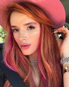 Bangs Color, 90s Grunge Hair, Mom Hair, Hot Pink Hair, Rose Fushia, Peekaboo Hair