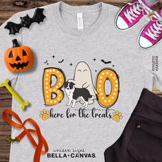 Border Collie And Ghost Shirts,Cute Halloween Dog Shirt,Halloween Gift for Border Collie Moms, Sustainable Fashion Ghost Shirts, Shirts Cute, Dog Shirts, Halloween Dog, Halloween Gift, Dog Shirt