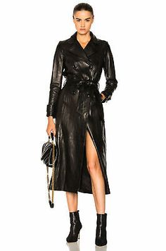 Find ideas๏ฟฝand inspiration for Women's Black Genuine Lambskin Leather Trench Coat Slim Fit Stylish Long Coat, Womens Coats Jackets Trent Coat, Leather Trench Coat Woman, Black Leather Trench Coat, Leather Blazer Women, Slim Fit Coat, Leather Coats, Overcoat Jacket, Long Leather Coat, Long Overcoat