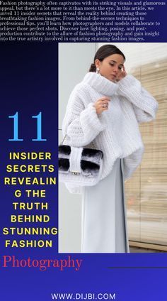 a woman in white sweater and skirt holding a handbag with the words 11 insider secrets revealed