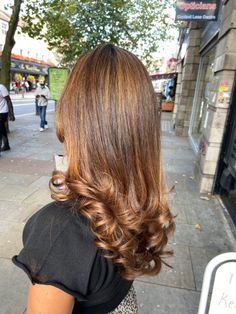 Black To Golden Brown Hair, Honey Blonde And Chocolate Brown Hair, Golden Brown Dyed Hair, Golden Black Hair Color, Brown Hair Dye Inspiration, Golden Brown Balayage Hair, Brown Balayage Black Women, Natural Hair Color Inspiration, Maple Brown Hair With Highlights