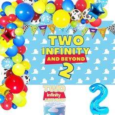 two infinities and beyond 2nd birthday balloon arch decorationating kit with 2 balloons