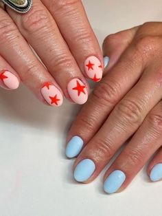 Patriotic Nails Design, Patriotic Nails, Milky Nails