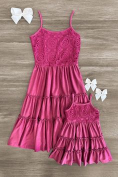 Mom & Me - Purple Ruffle Tank Dress - Sparkle in Pink Mommy Daughter Outfits, Daughter Outfits, Sparkle In Pink, Summer Outfits Kids, Mommy Daughter, Mommy And Me Outfits, Mom Dress, Gingham Dress, Mom Kid