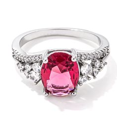 LOVCIA Forever Brilliance 3.25ct. Rhodium Plated Raspberry CZ Ring Radiant Cut Ring, Pink Engagement, Oval Cut Diamond Rings, Cz Rings Engagement, Radiant Cut Diamond, Back Jewelry, Ring Pendant Necklace, Ring Oval, Oval Cut Diamond