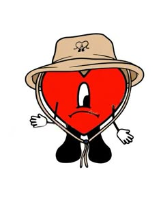 a red heart with a hat on it's head