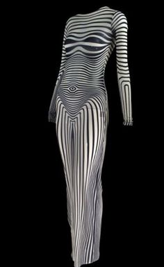 Jean Paul Gaultier Body Morphing Striped Dress Size Small | eBay Gaultier Dress, Jean Paul Gaultier Dress, Queer Fashion, Stripped Dress, Body Dress, Paul Gaultier, Red Carpet Looks, Cool Costumes, Costume Dress