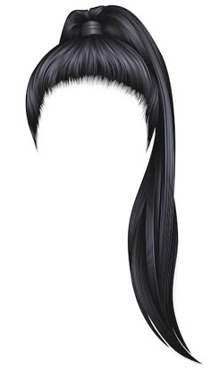 a drawing of a woman's long black hair with bangs on the top and bottom