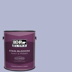 a purple paint can with the words behr ultra stain - blocking paint and primer