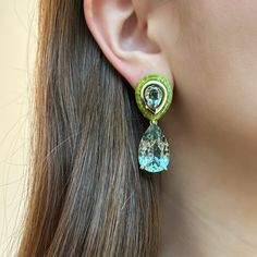 The drip drop earrings feature a stunning combination of Praisolite and Brazilian jade and are perfect for adding a pop of color to any outfit, whether for everyday wear or special occasions. They would also make a thoughtful and elegant gift, especially for someone who appreciates unique gemstone combinations. 14K Yellow Gold Praisolite weight = 44 carats Drop = 1.75in Top portion = 0.85 carats Removable drop Luxury Green Teardrop Earrings, Green Drop Jewelry With Gemstone Accents, Green Teardrop Earrings With Gemstone Accents, Modern Green Drop Jewelry, Gemstone Combinations, Drip Drop, Unique Gemstones, Elegant Gift, Jade