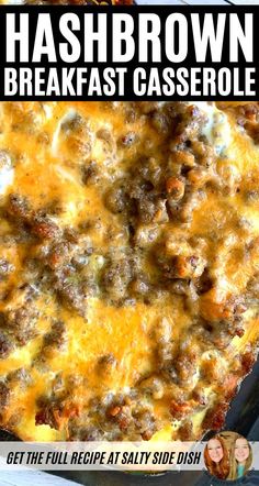 the hash browns breakfast casserole is ready to be eaten