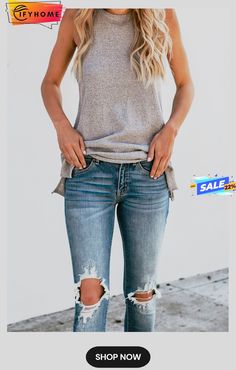 Gray Knit Tank Top Casual Non-stretch Knit Tops, Sleeveless Casual Tops, Casual Sleeveless Non-stretch Tops, Casual Stretch Tank Top For Fall, Casual Knit Tank Top, Casual Gray Cotton Knit Top, Casual Non-stretch Knit Top For Spring, Gray Knit Tops For Summer, Gray Casual Knit Top For Spring